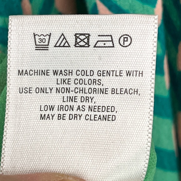 Anthropologie Maeve Evaline Dress Green Peach Chevron Pattern Smocking Sz M - Picture 13 of 13